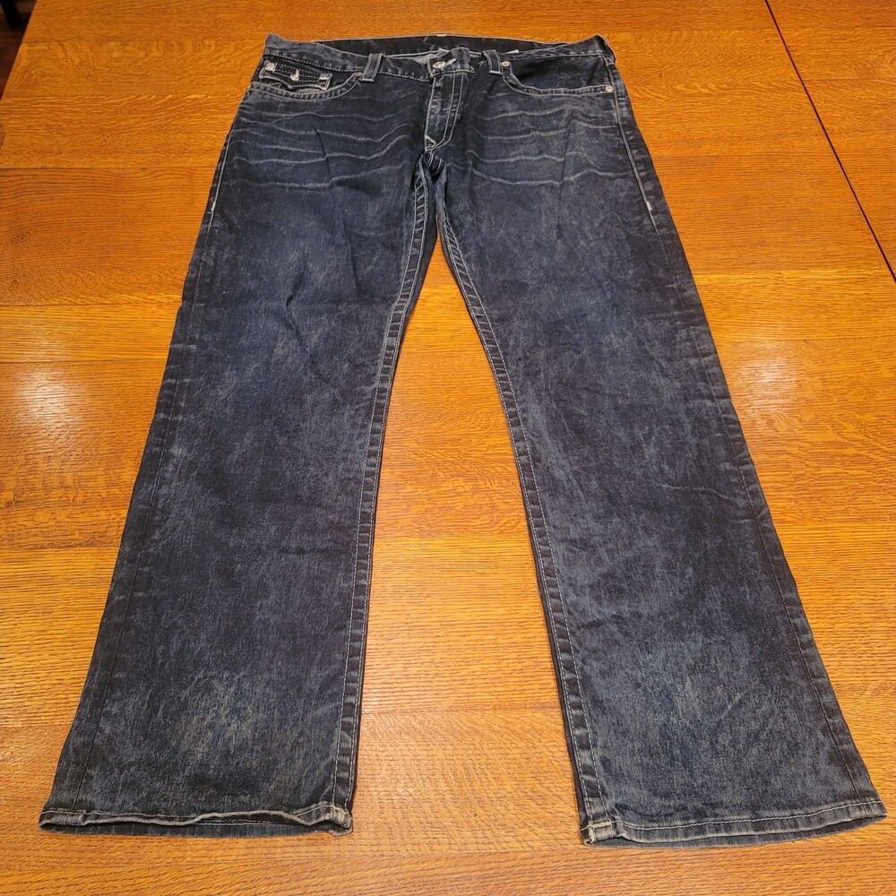 True Religion Men's Sz 40 x32 Straight Denim Dark Blue Jeans